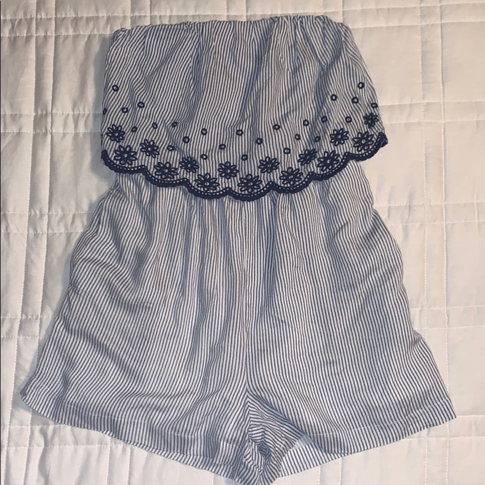 Pinstripe blue romper